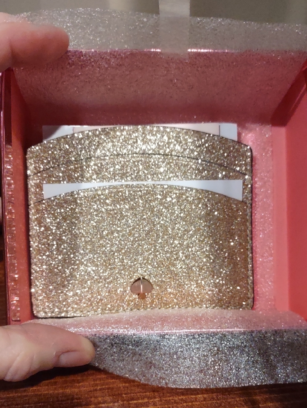 Kate Spade Gold Glitter Credit Card Holder New In box